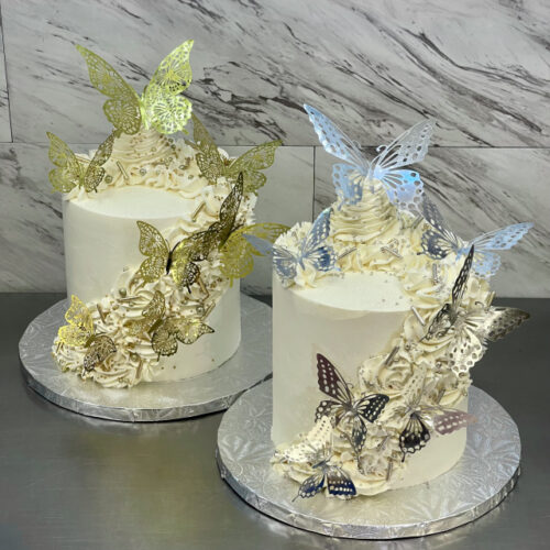 Silver or Gold Butterfly Spray Cake